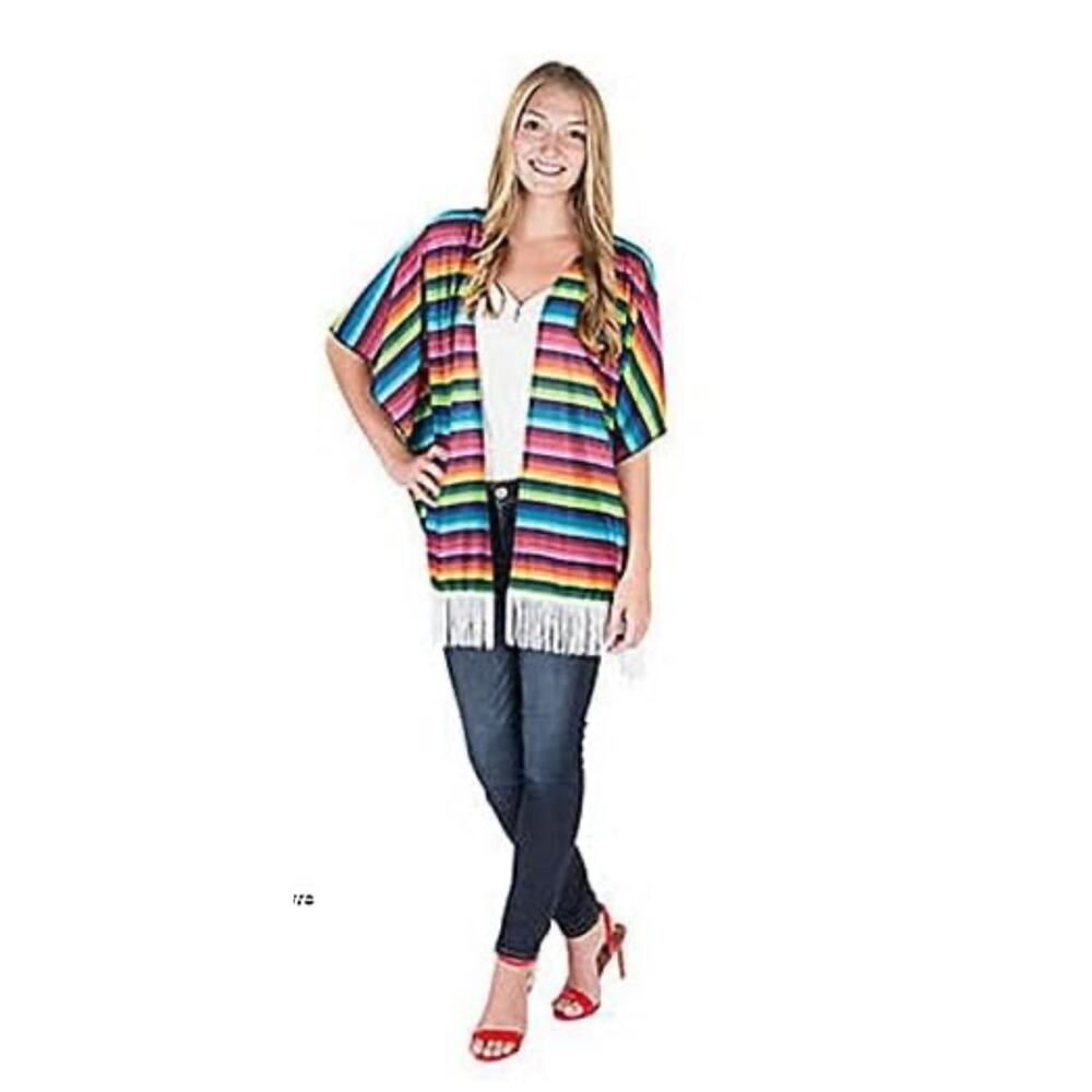 Vibrant Multicolor Women's Fun Fiesta Poly-Cotton Kimono Vest - 38"x30" 1 Count